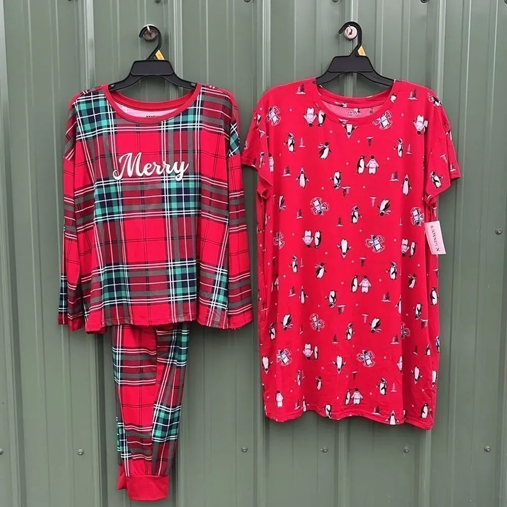 Women’s Soft 2-Piece Pajama Lounge Sleep Set & Nightshirt Size L